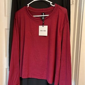 Set of Agnes & Dora Womens XXL Burgundy Sweater Acting Pro 2X Black Ribbed Dress